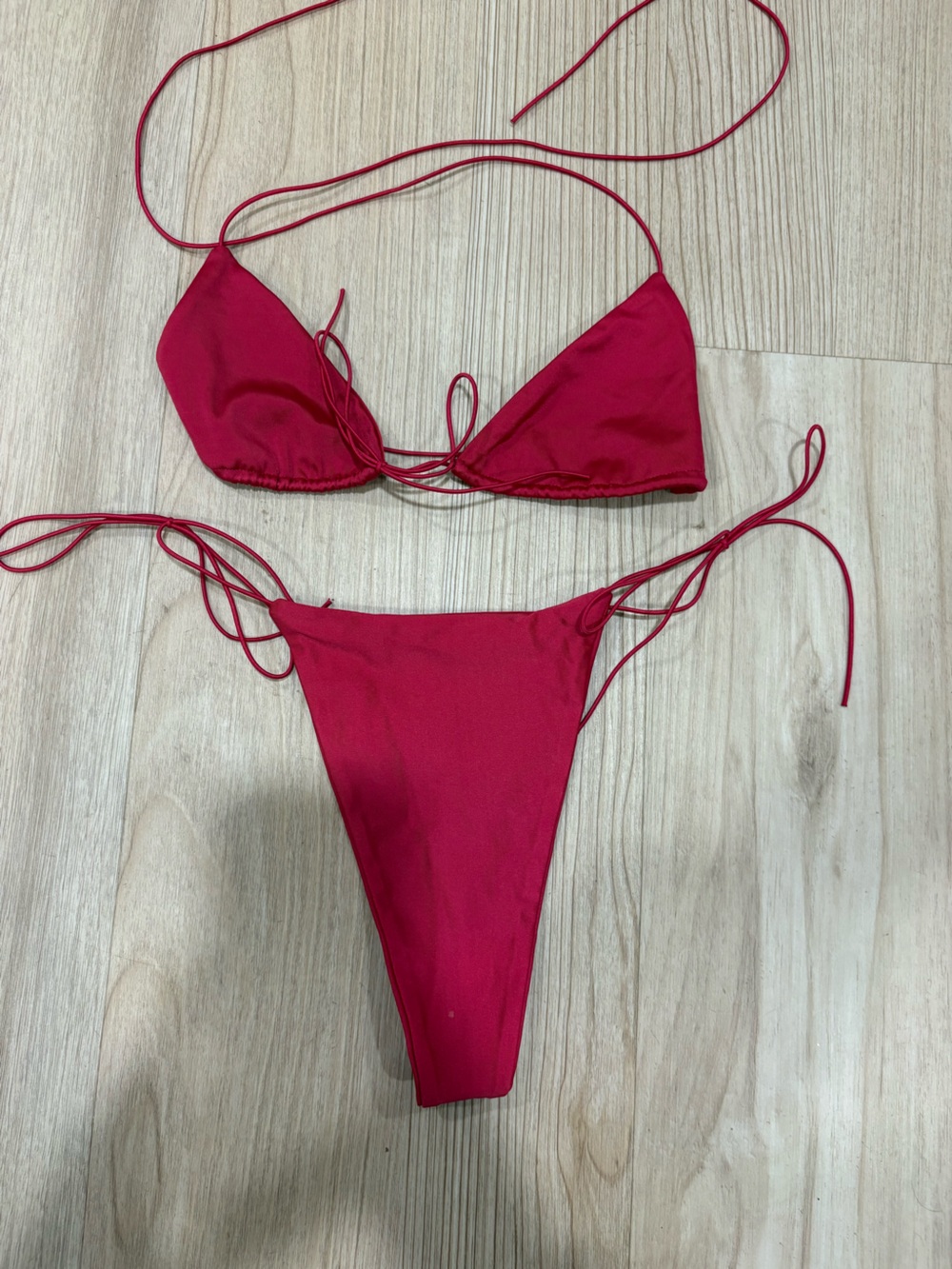 Adjustable Red Triangle String Bikini Set